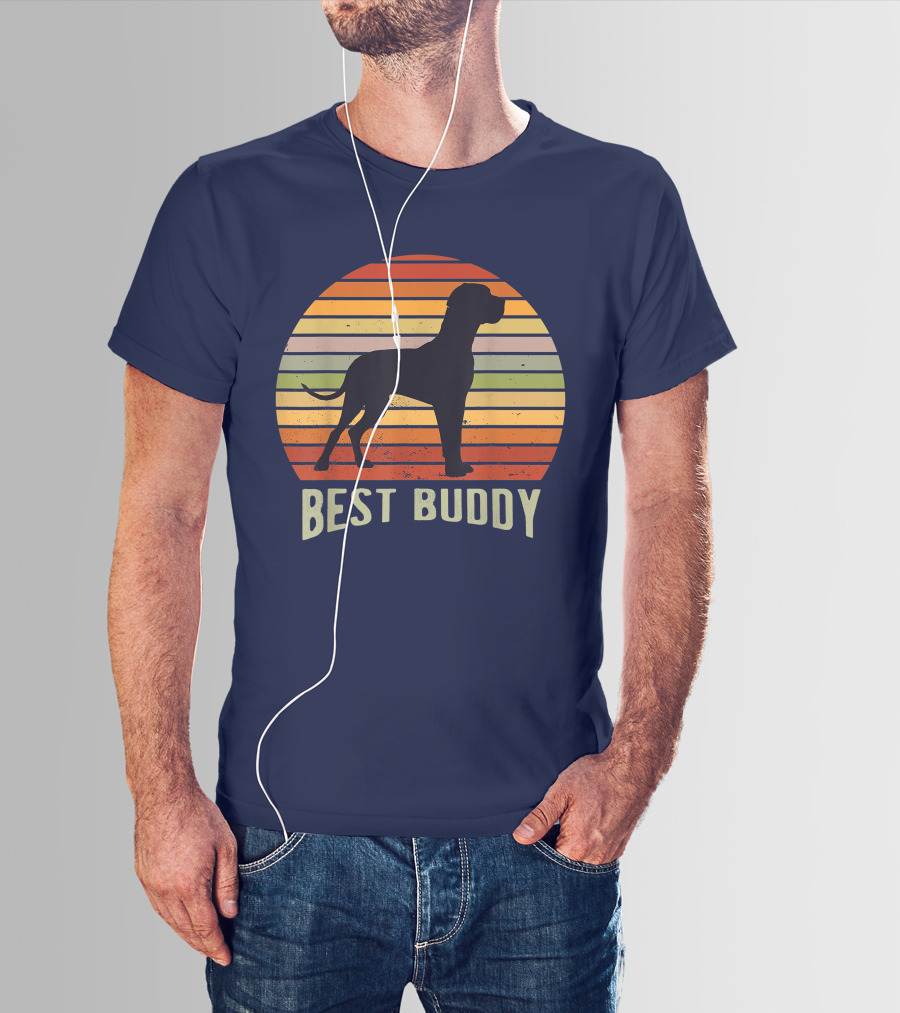 Best Buddy Vintage Dog Silhouette Retro Sunset T-Shirt