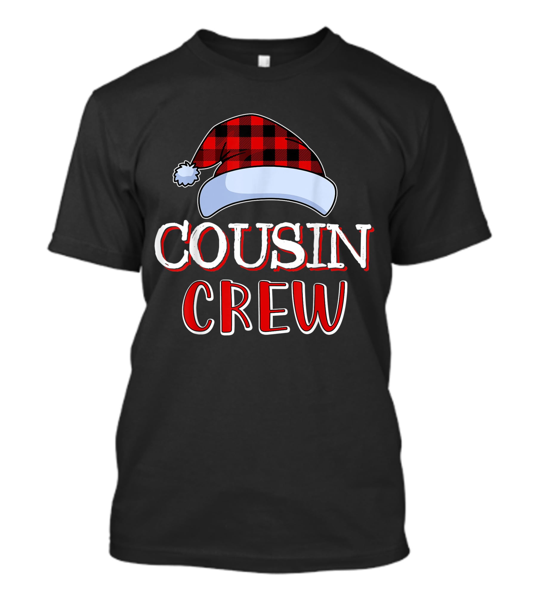 Cousin Crew Plaid Santa Hat T-Shirt