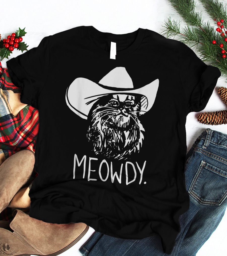 Meowdy Cat In Cowboy Hat Texas Meme T-Shirt