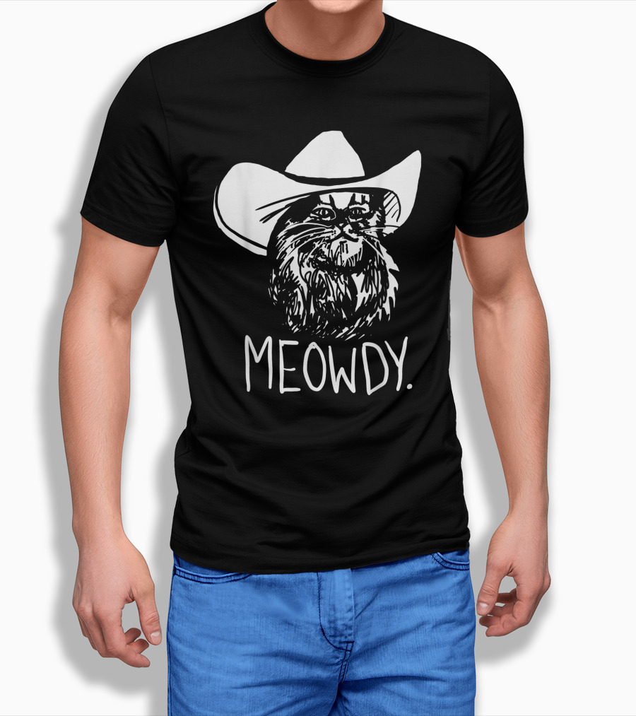 Meowdy Cat In Cowboy Hat Texas Meme T-Shirt