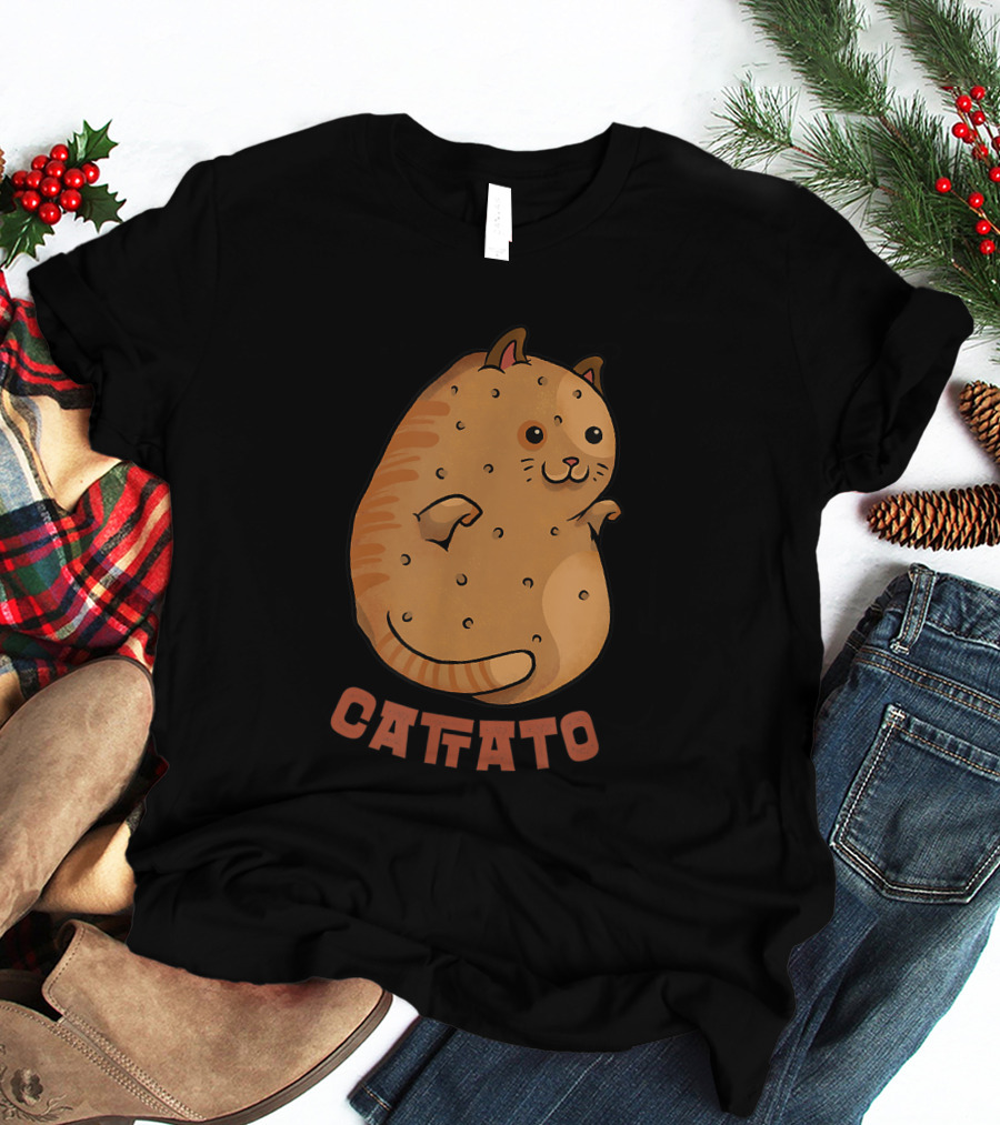 Funny Vegan Cat Potato Catato For Animal Owners T-Shirt