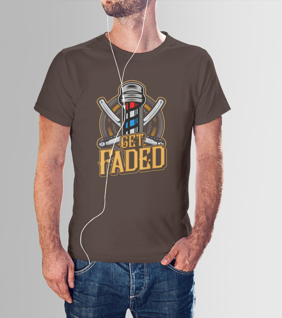 Get Faded Barber Pole Straight Razor T-Shirt