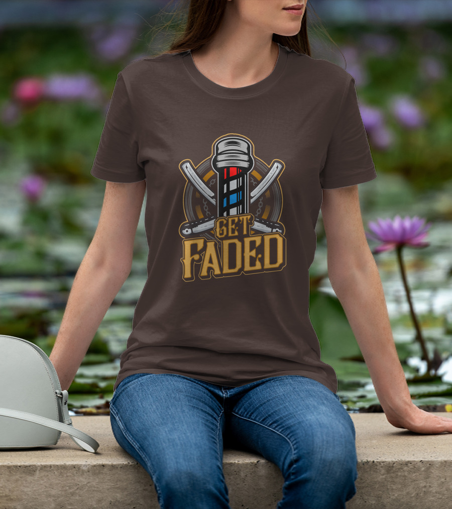 Get Faded Barber Pole Straight Razor T-Shirt