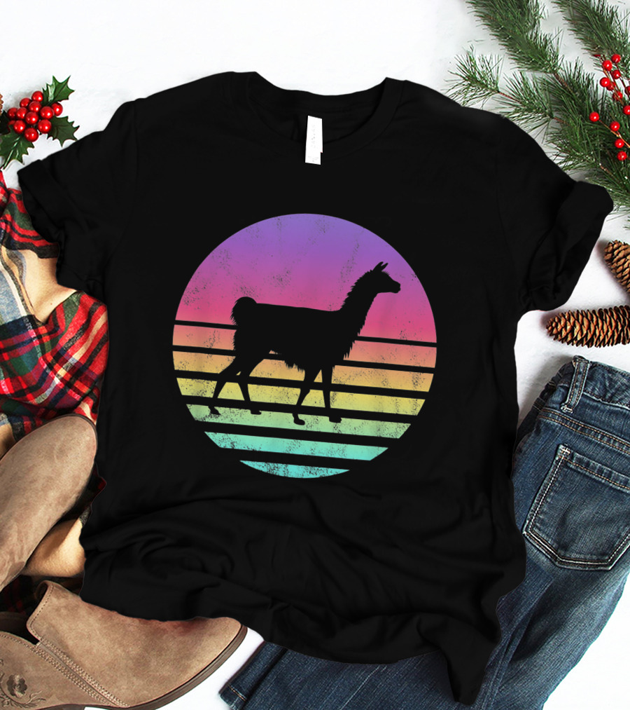 Classic Llama Retro Sunset T-Shirt