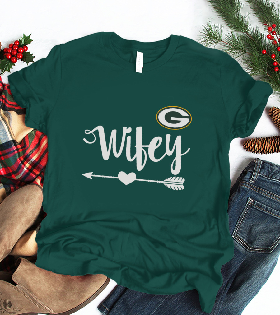 Wifey Green Bay Packers Arrow Heart T-Shirt