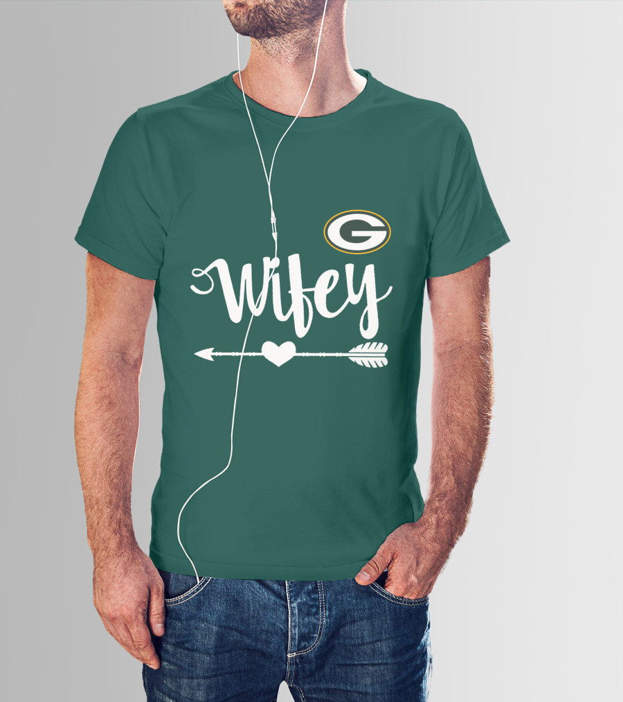 Wifey Green Bay Packers Arrow Heart T-Shirt