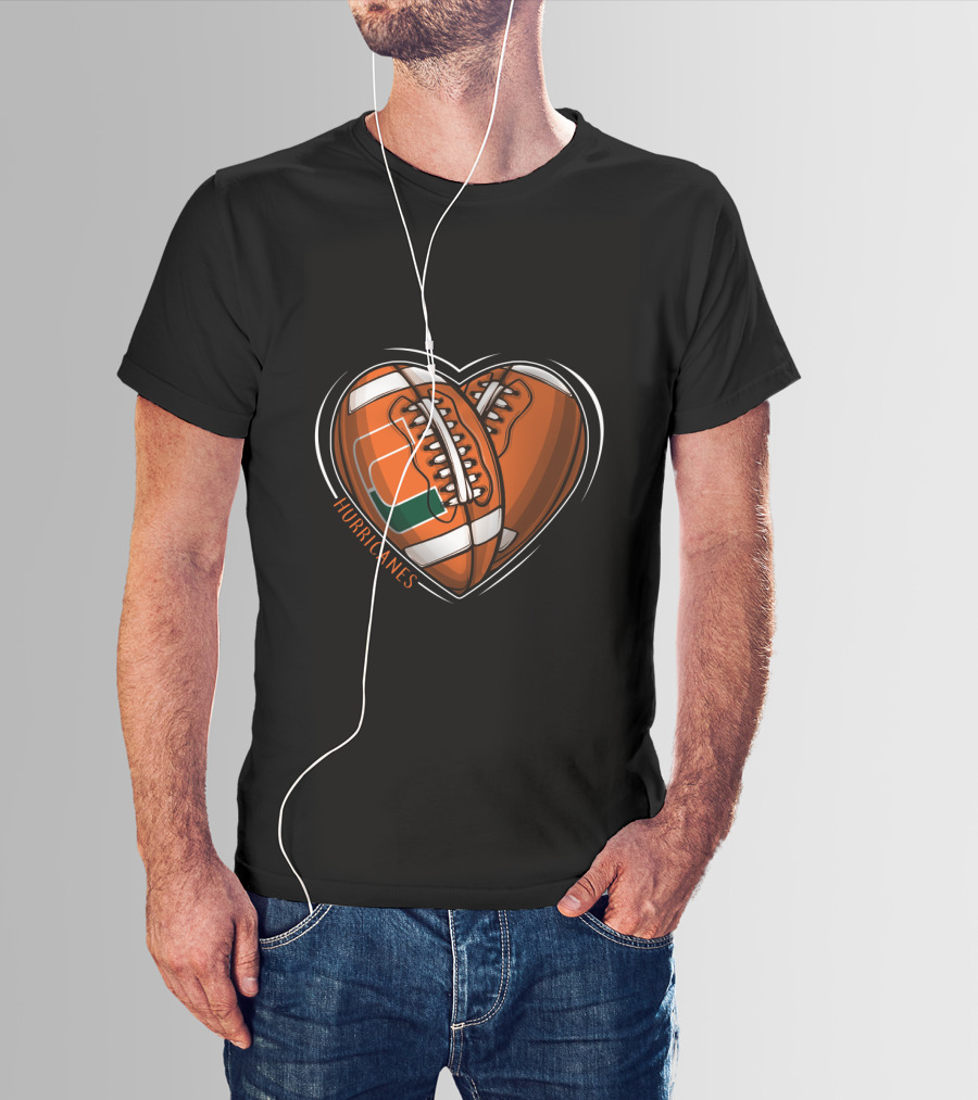 Hurricanes Heart Football NCAA Miami T-Shirt