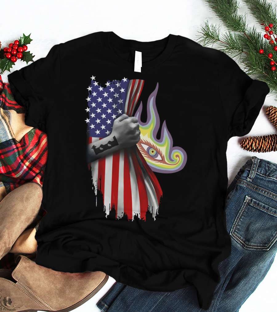 Tool Rock Band American Flag Psychedelic Eye Tattoo T-Shirt