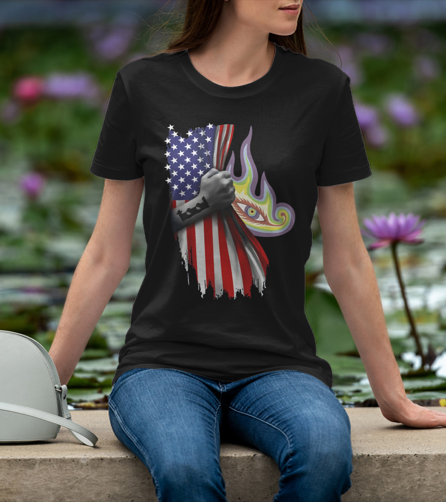 Tool Rock Band American Flag Psychedelic Eye Tattoo T-Shirt