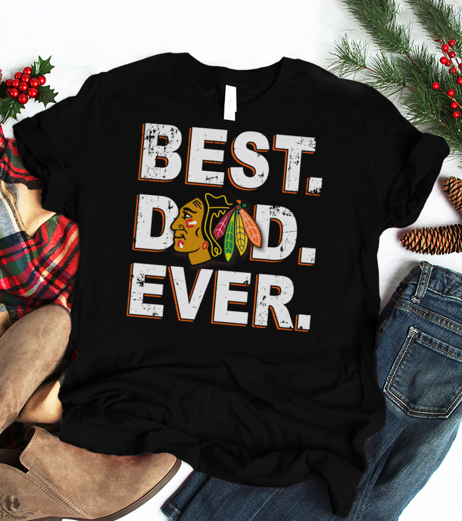 Best Dad Ever Chicago Blackhawks Logo T-Shirt
