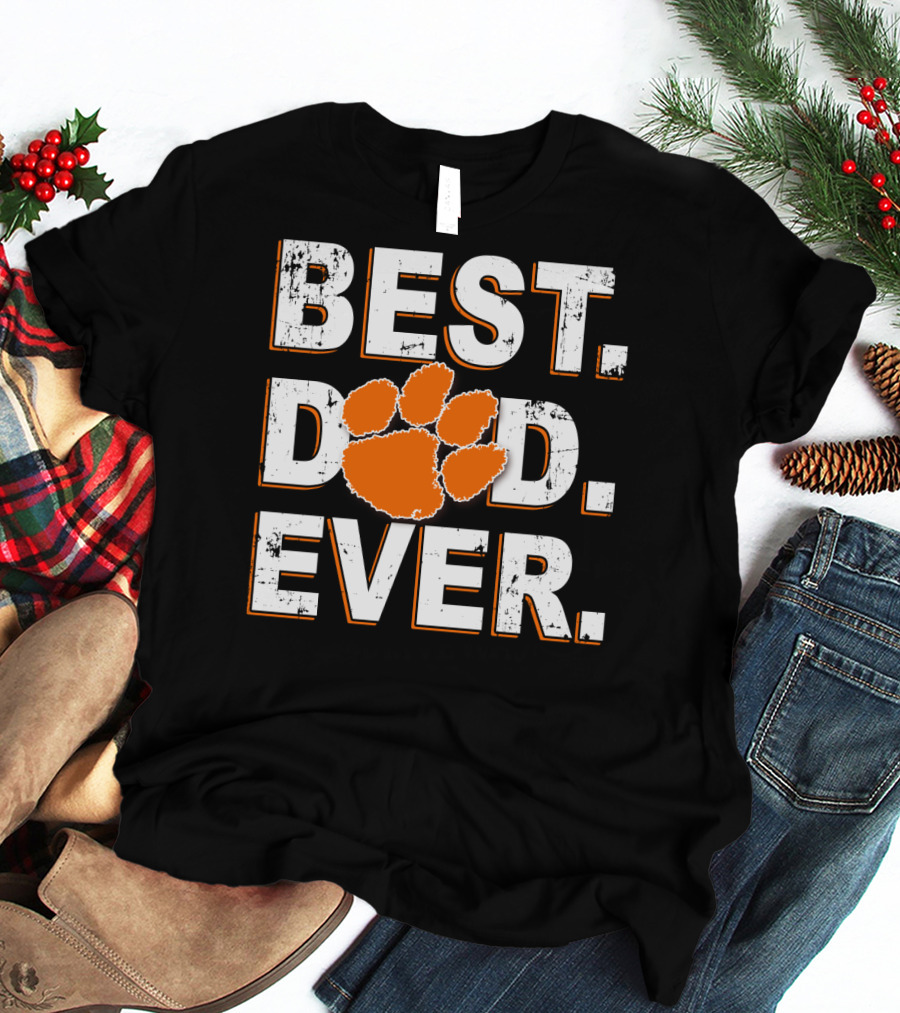 Best Dad Ever Clemson Tigers Paw T-Shirt