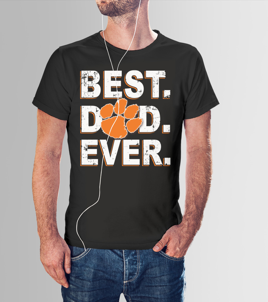 Best Dad Ever Clemson Tigers Paw T-Shirt