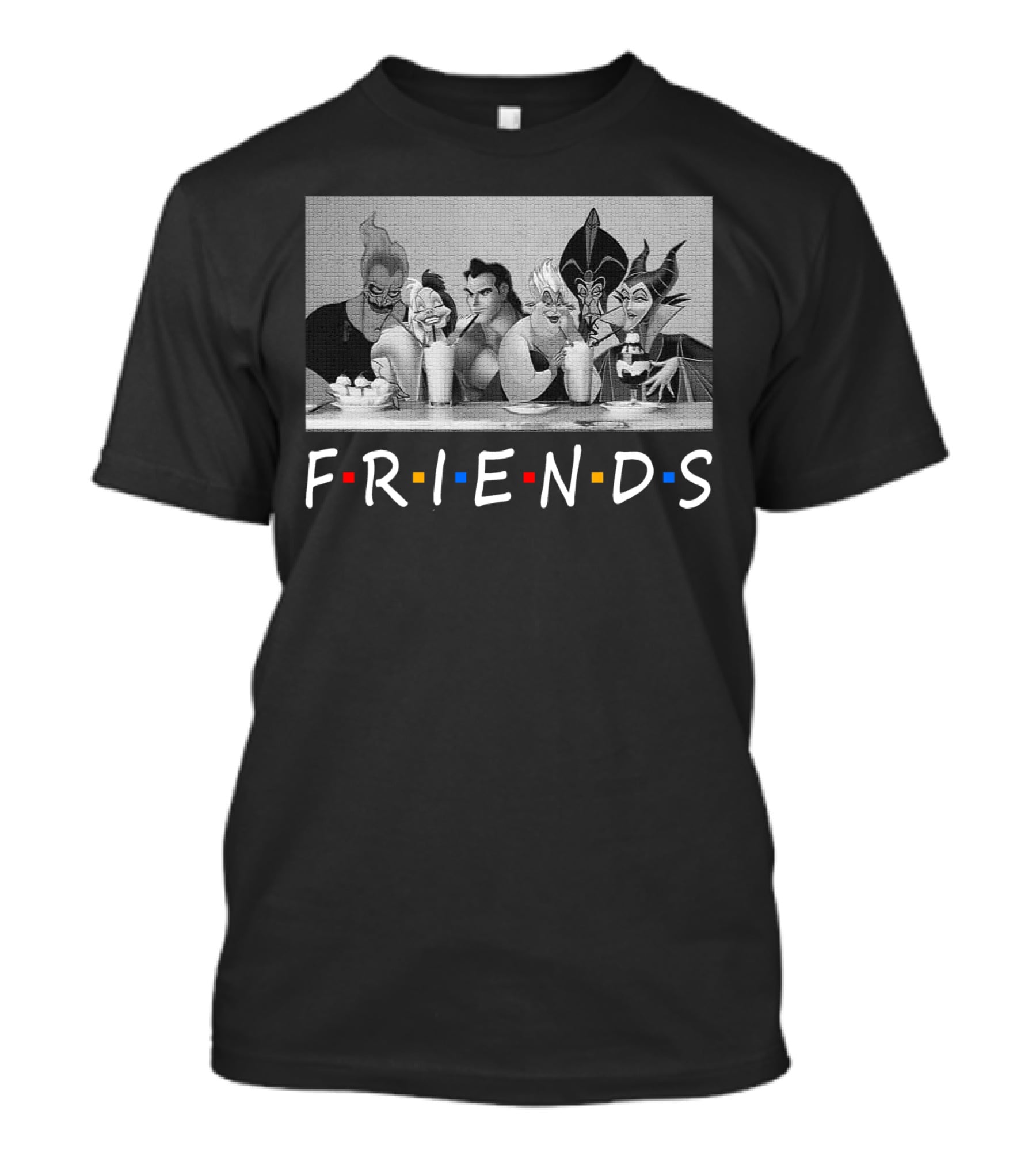 Disney Villains Friends Parody With Ursula Jafar Maleficent Hades Gaston T-Shirt