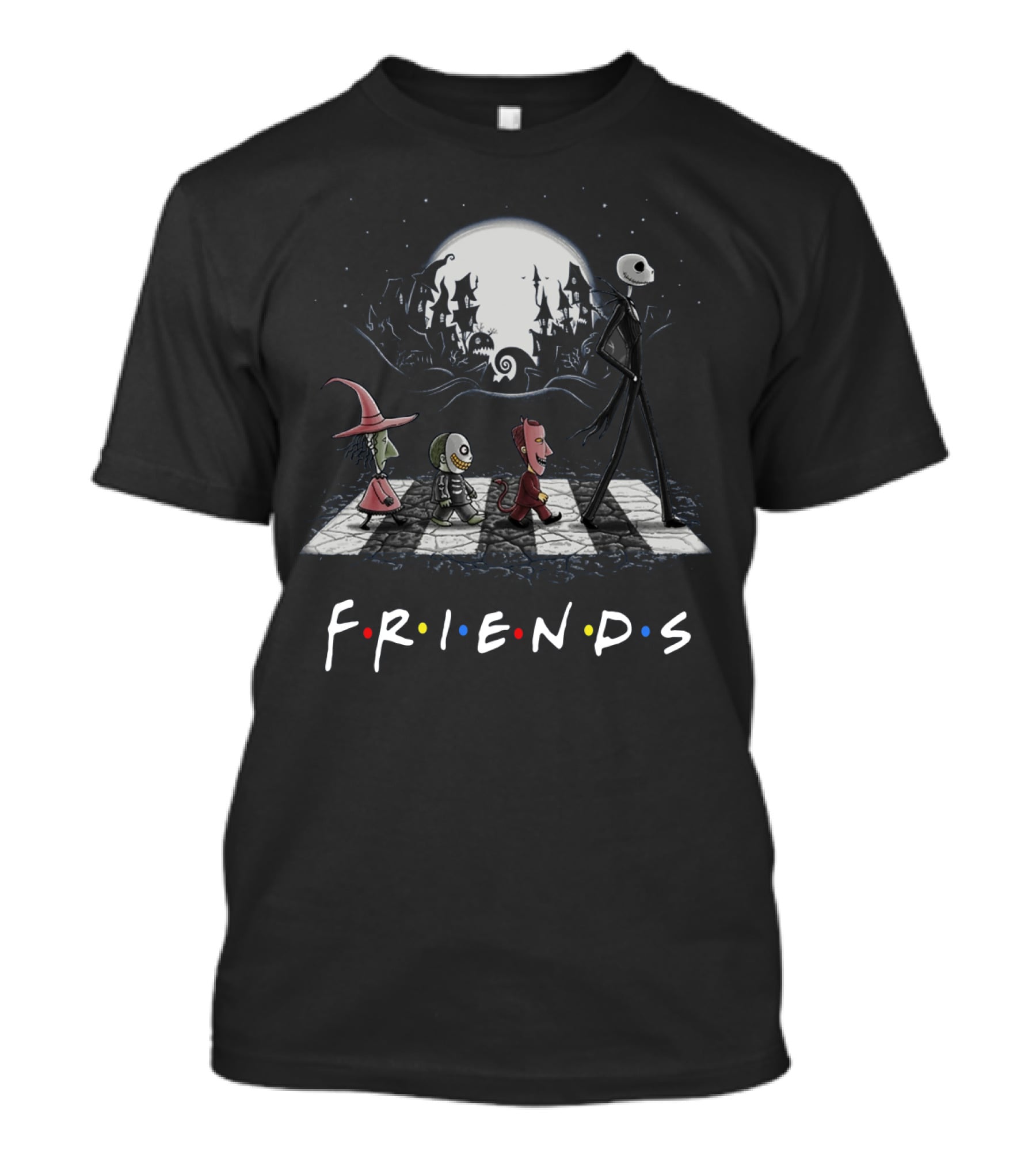 Friends Nightmare Before Christmas Halloween Abbey Road T-Shirt
