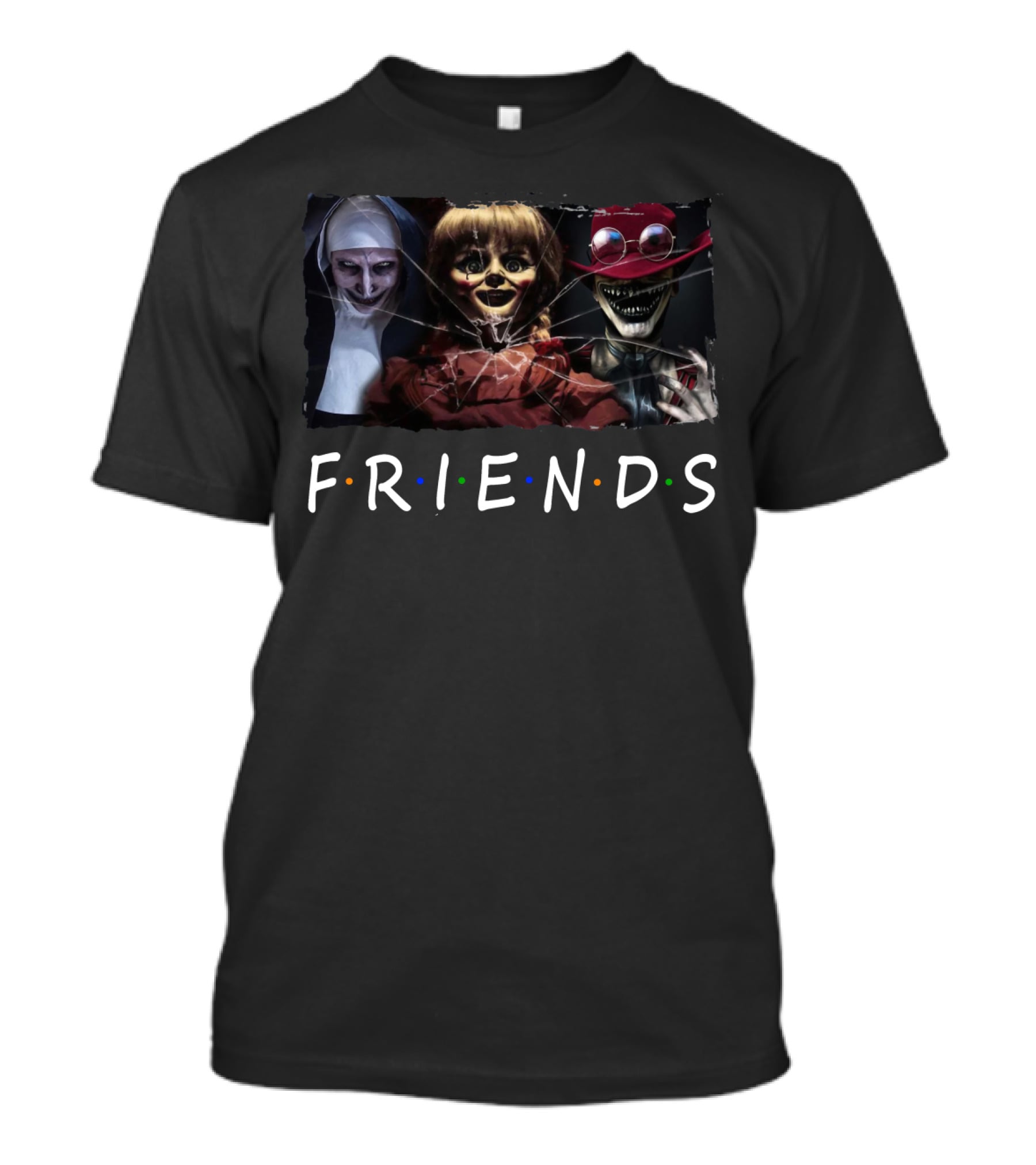 Friends Horror Characters Conjuring Annabelle Demonic Nun T-Shirt