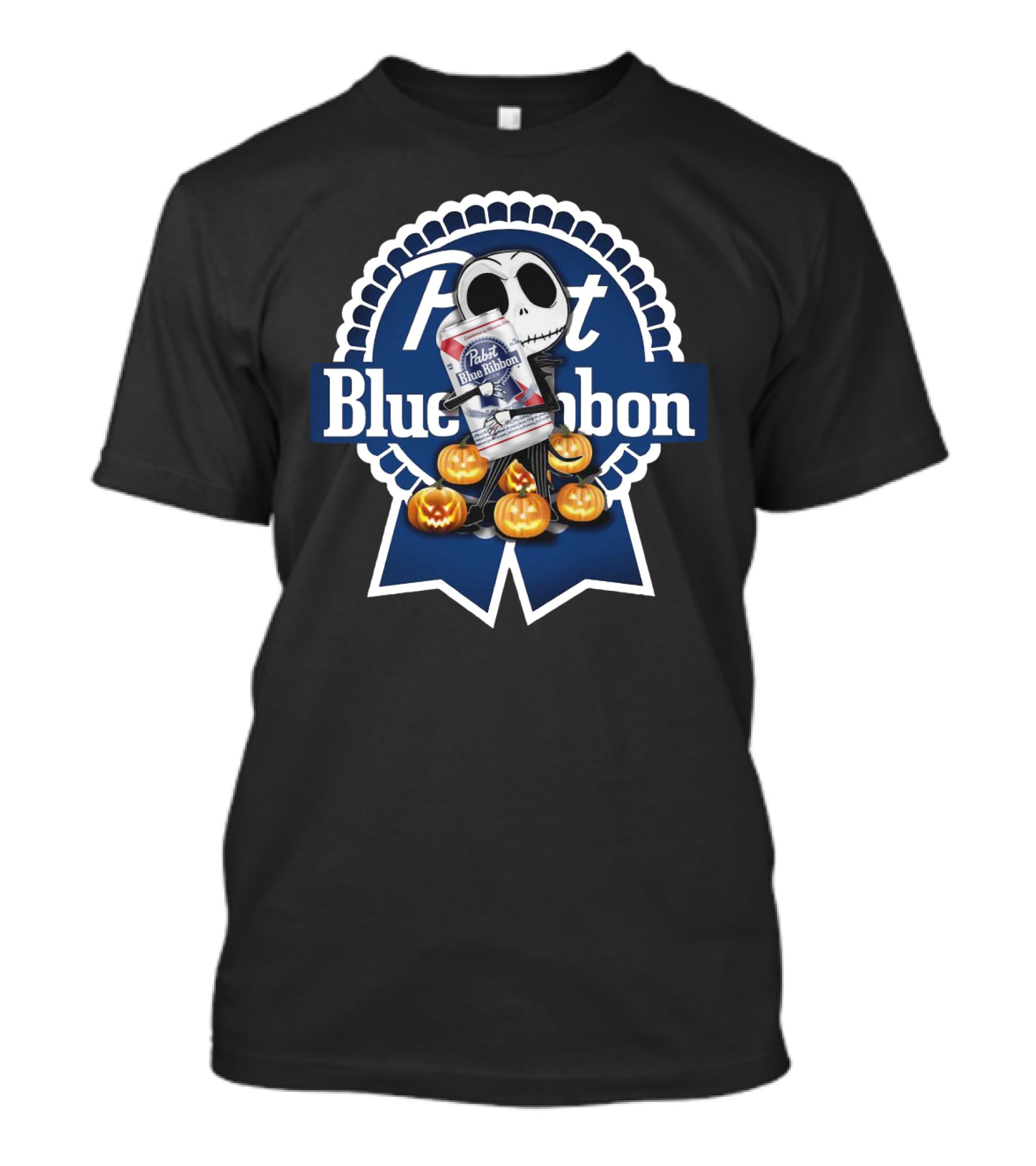 Jack Skellington Pabst Blue Ribbon With Pumpkins T-Shirt