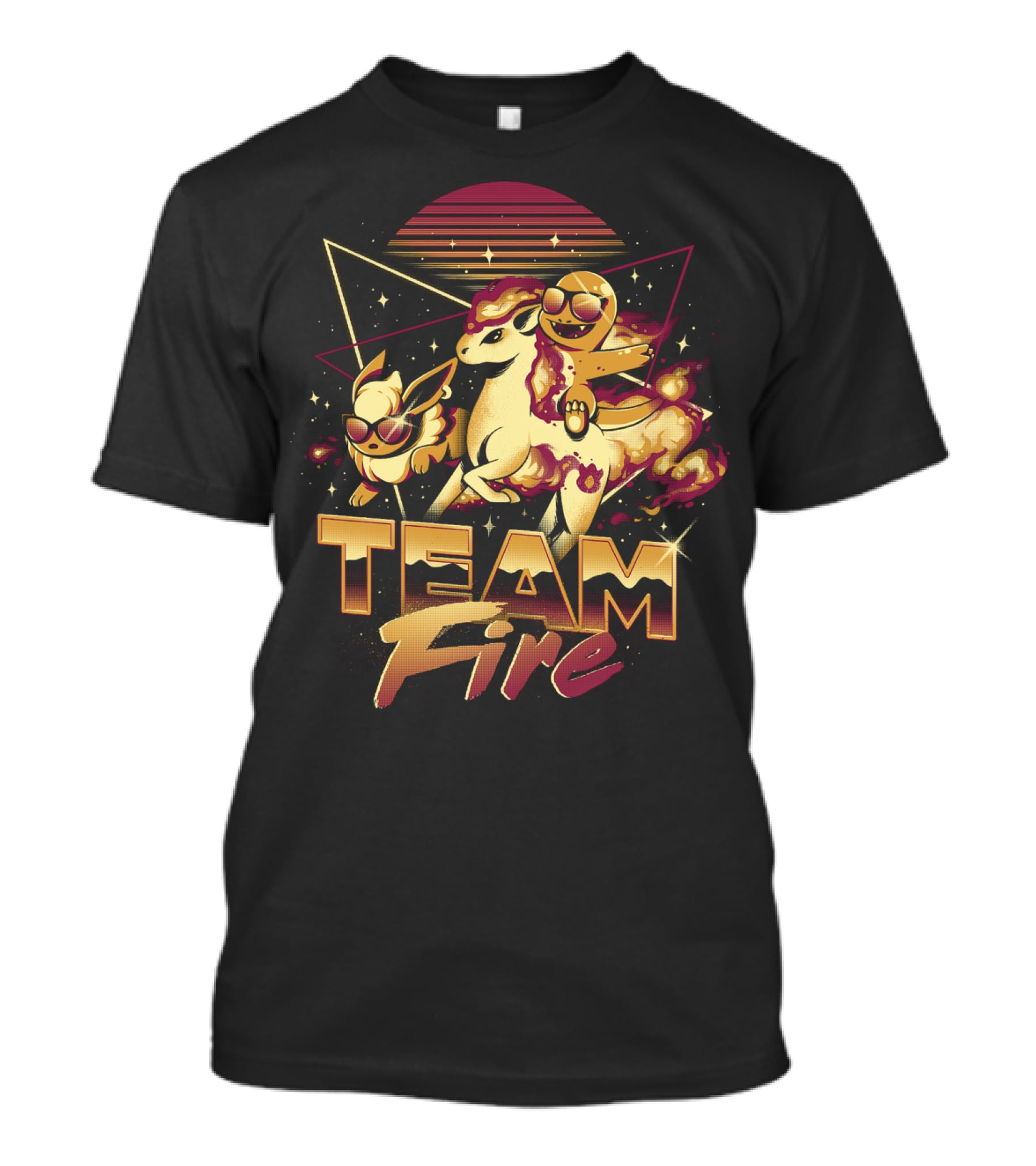 Retro PokEmon Team Fire Sunglasses Ponyta Flareon 80s T-Shirt