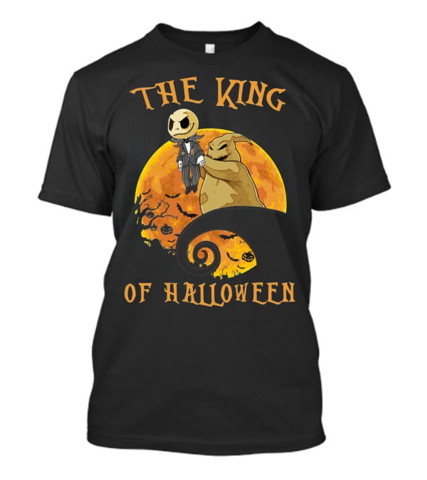 The King Of Halloween Jack Skellington And Oogie Boogie With Pumpkin Moon T-Shirt