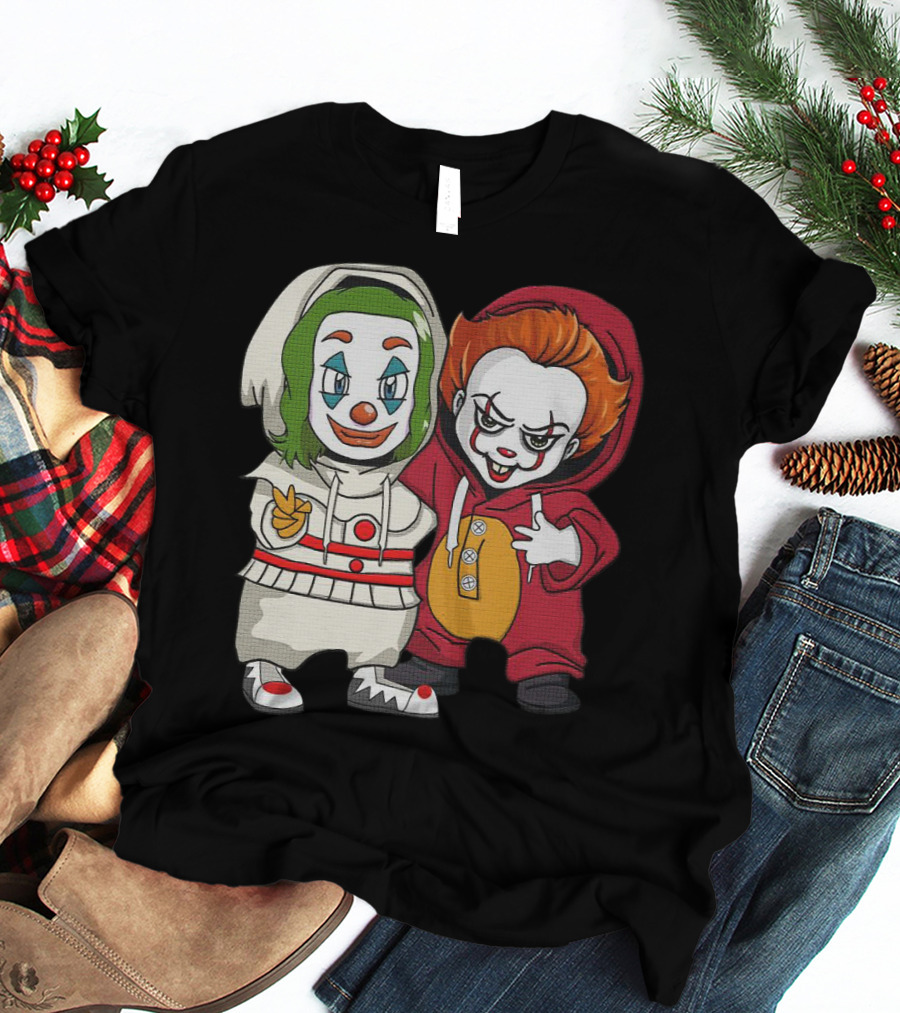 Joker And Pennywise Friendship Duo In Cartoon T-Shirt