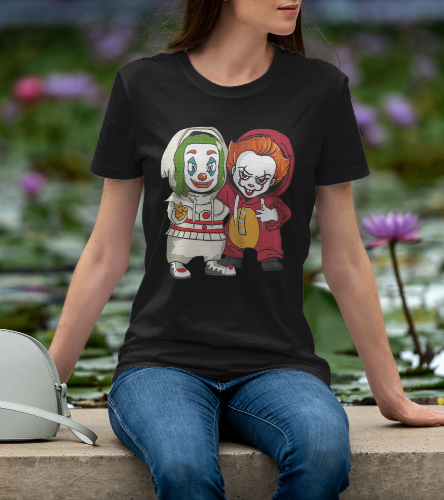 Joker And Pennywise Friendship Duo In Cartoon T-Shirt