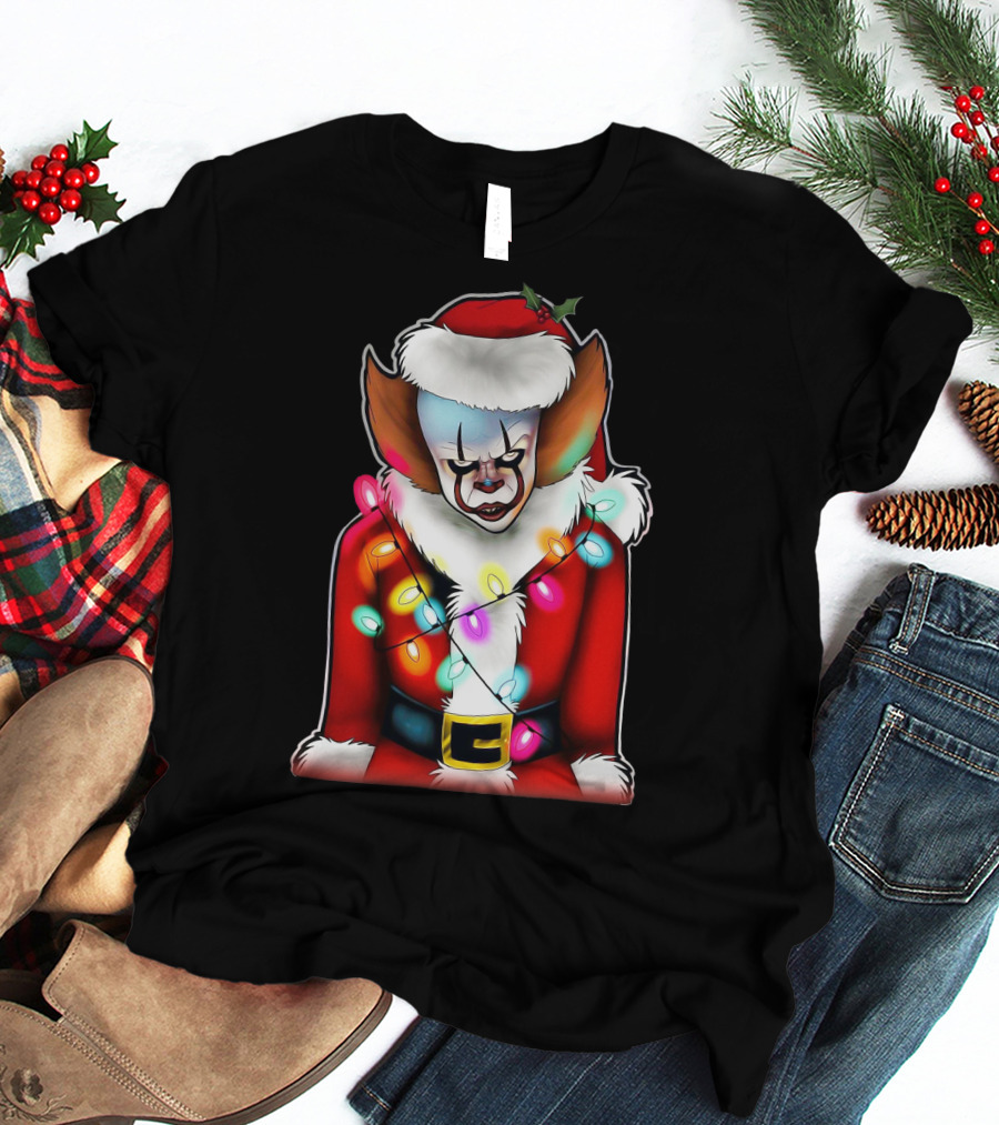Pennywise Santa Claus Christmas Lights T-Shirt