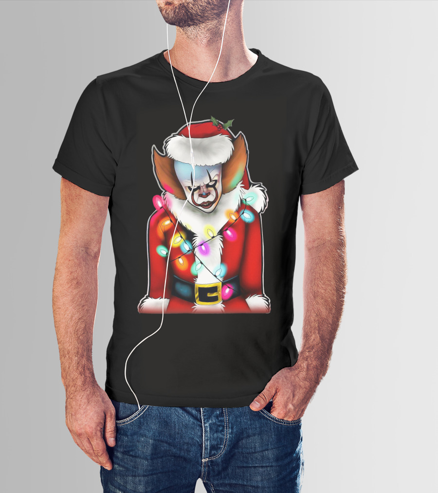 Pennywise Santa Claus Christmas Lights T-Shirt
