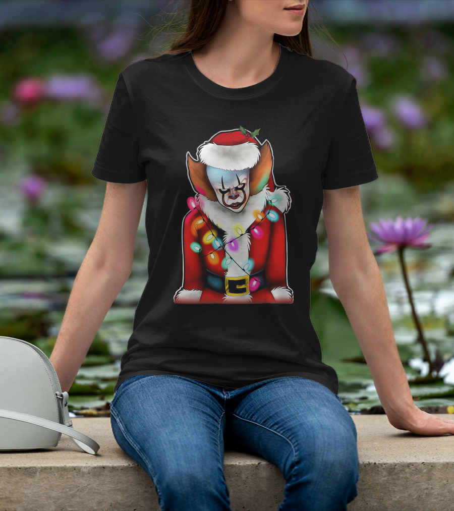 Pennywise Santa Claus Christmas Lights T-Shirt