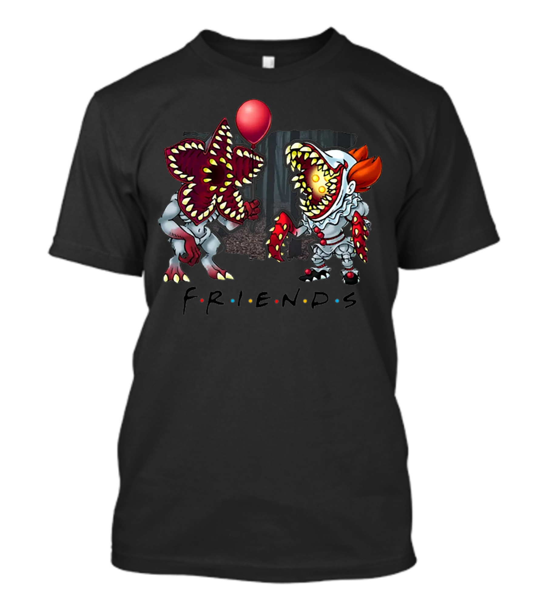 Stranger Things Demogorgon And Pennywise IT Friends Halloween T-Shirt