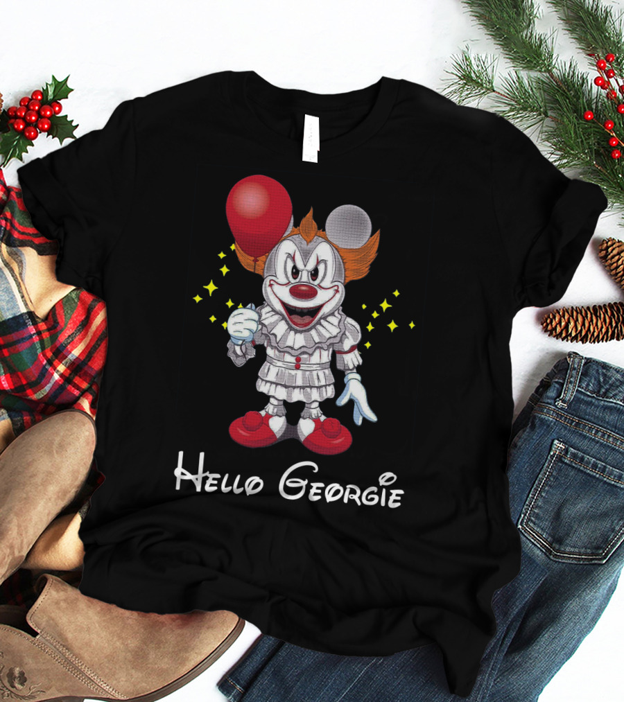 Mickey Pennywise Hello Georgie Clown Balloon Crossover T-Shirt