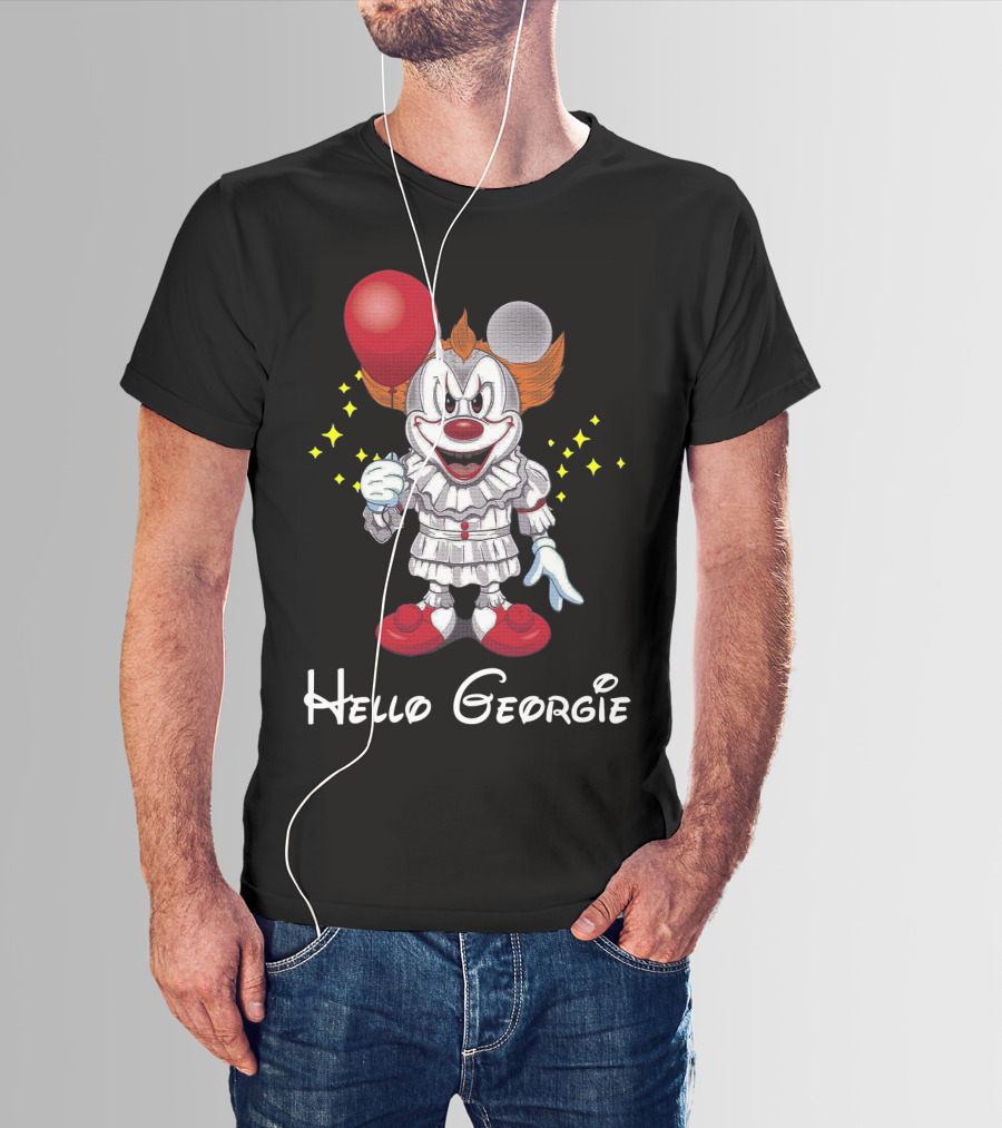 Mickey Pennywise Hello Georgie Clown Balloon Crossover T-Shirt