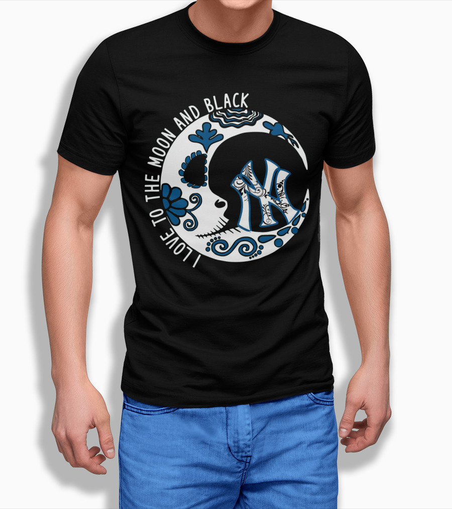 New York Yankees I Love to the Moon and Black T-Shirt