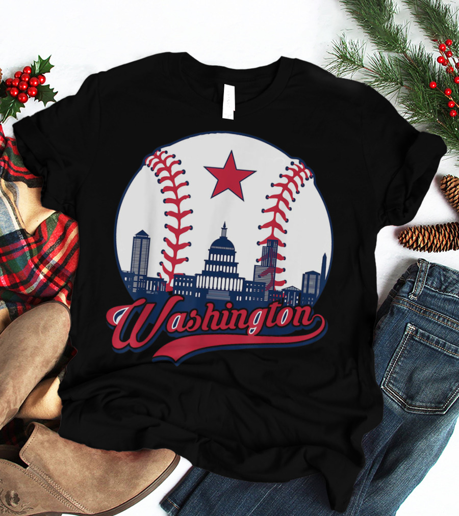 Washington Nationals Baseball Cityscape Capitol Star T-Shirt