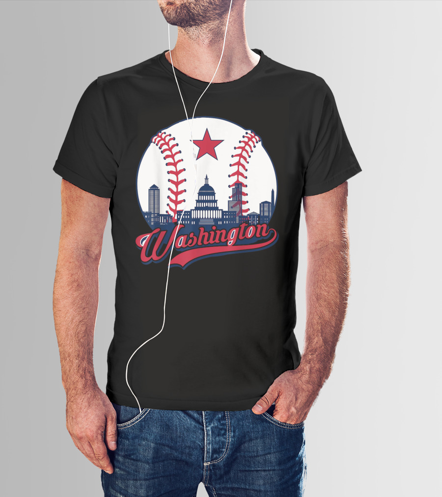 Washington Nationals Baseball Cityscape Capitol Star T-Shirt