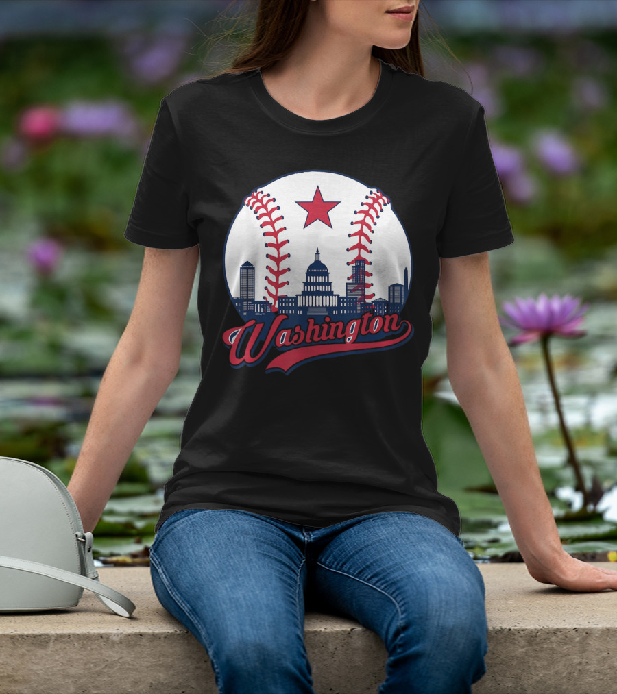 Washington Nationals Baseball Cityscape Capitol Star T-Shirt