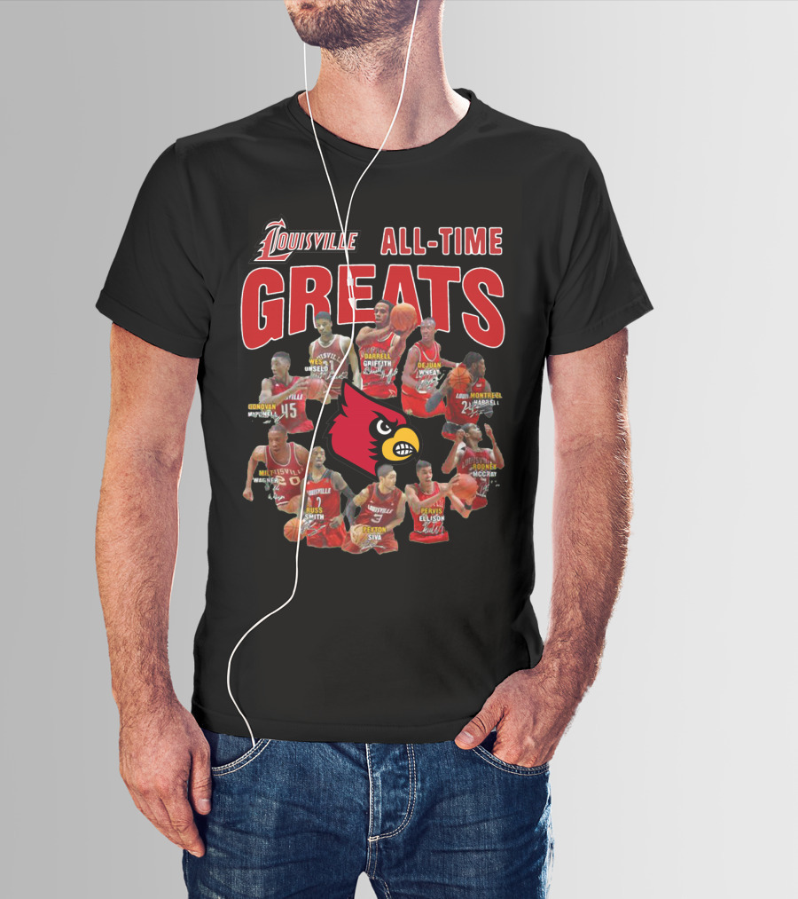 Louisville Cardinals Basketball All-Time Greats Legends Unseld Griffith Siva T-Shirt