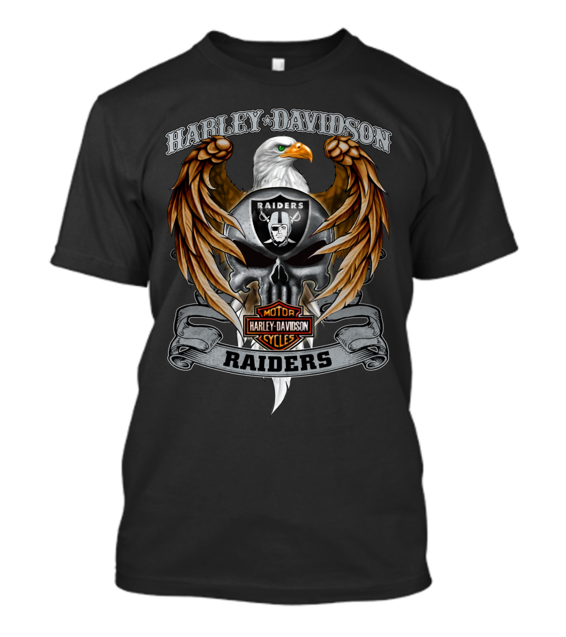 Harley Davidson Raiders Eagle Motor Cycles Nfl Las Vegas Raiders T-Shirt