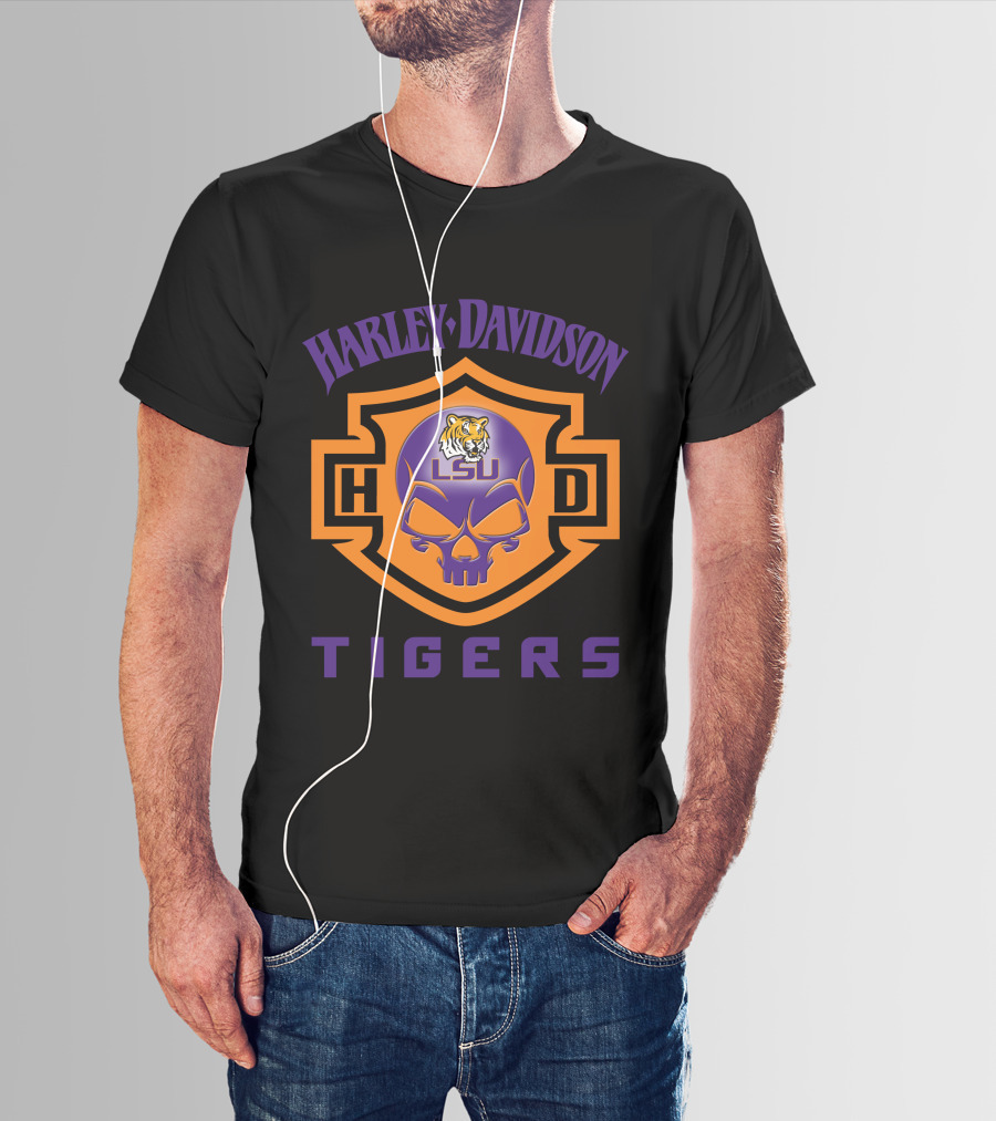 Harley Davidson Lsu Tigers Ncaa Football Fans Hd 127 T-Shirt