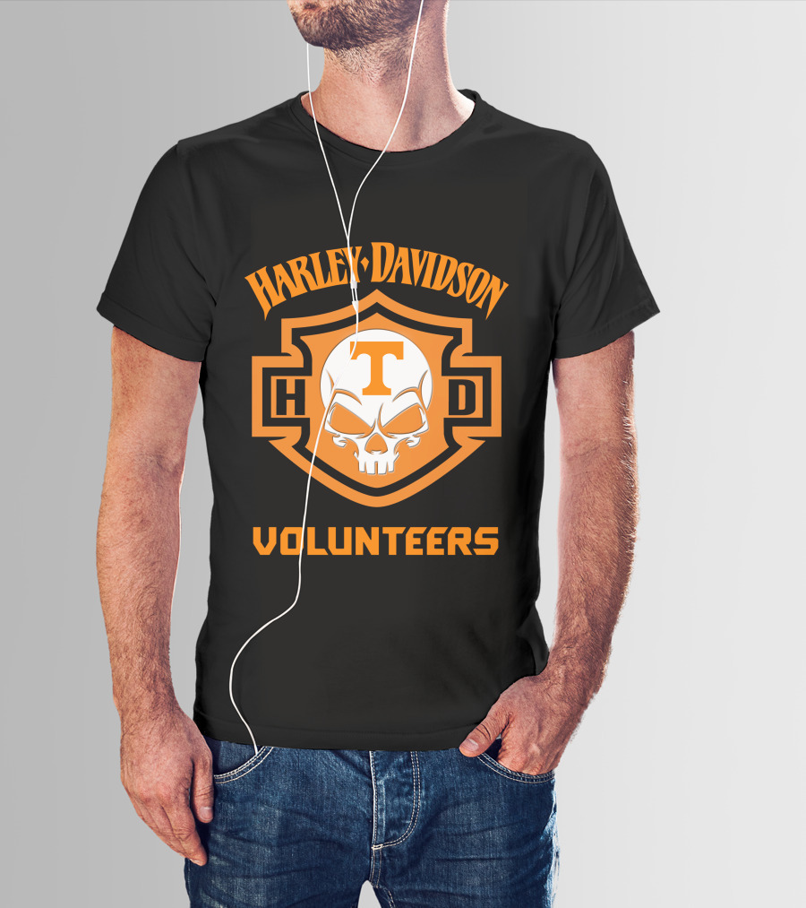 Harley Davidson Volunteers Skull Tennessee Ncaa Football Fans T-Shirt