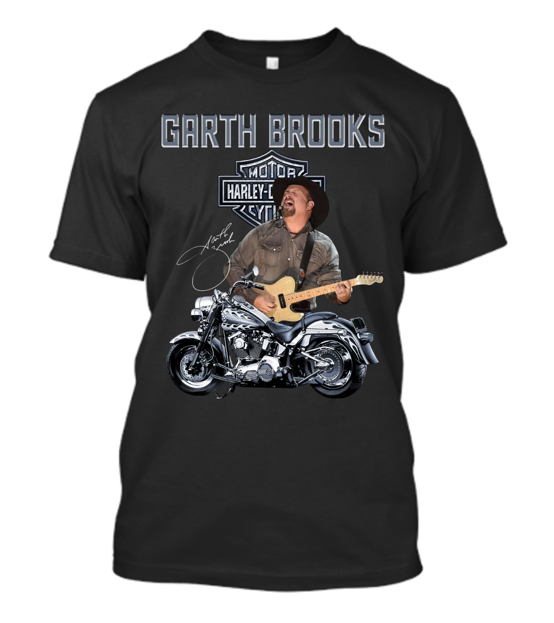 Garth Brooks Harley Davidson Motorcycles Musician Signature T-Shirt
