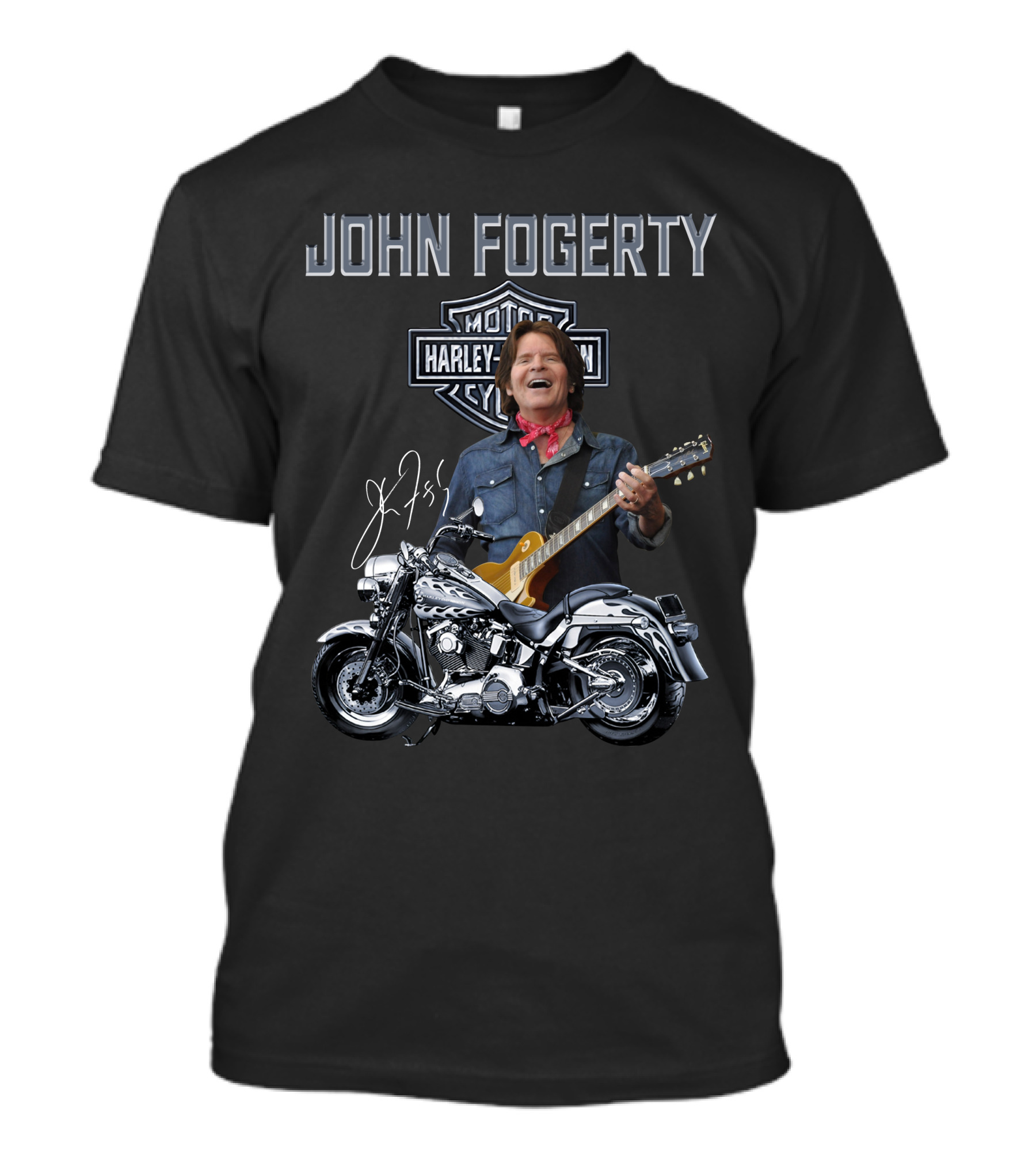 John Fogerty Harley Davidson Motorcycle Guitar Legend T-Shirt