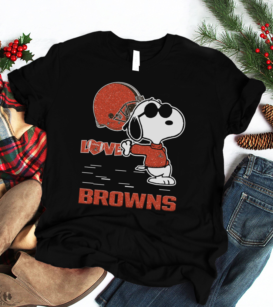 Snoopy Love Browns Cleveland Nfl Football Fans T-Shirt