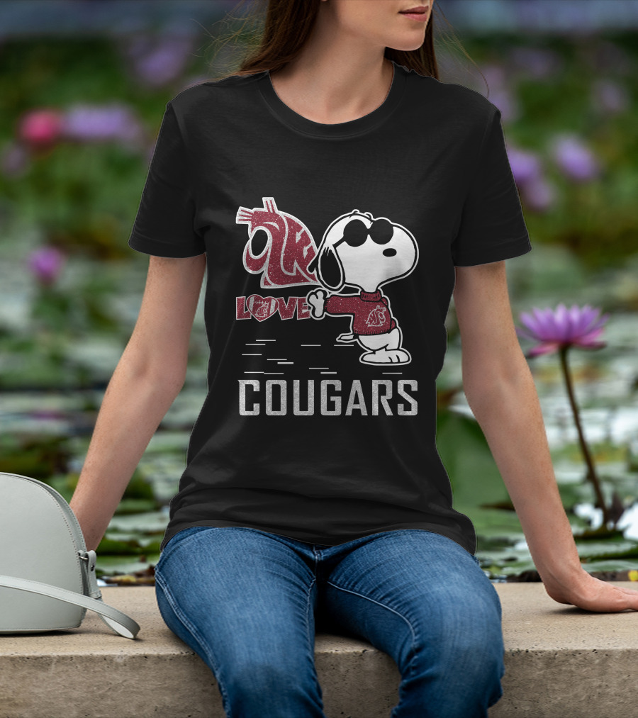 Snoopy Love Washington State Cougars Peanuts WSU Spirit T-Shirt