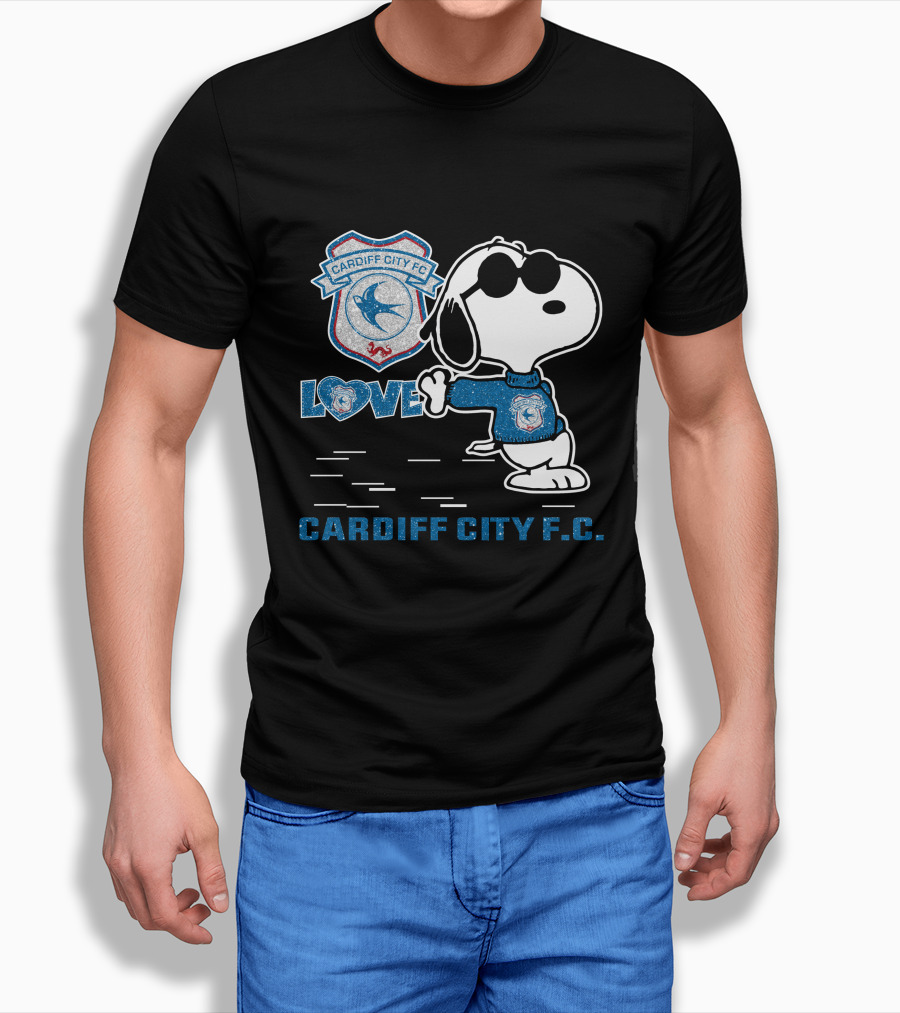 Snoopy Love Cardiff City F.c. T-Shirt