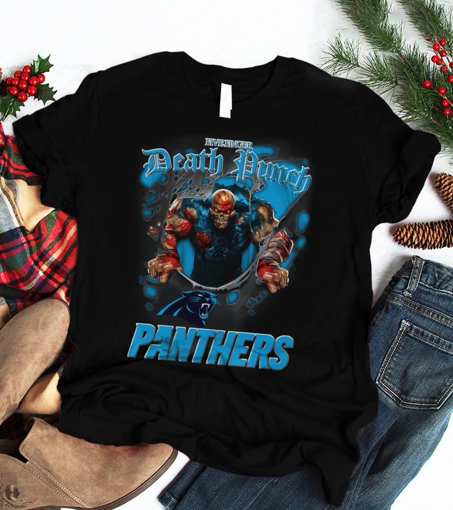 Five Finger Death Punch Carolina Panthers Nfl Football Fans T-Shirt