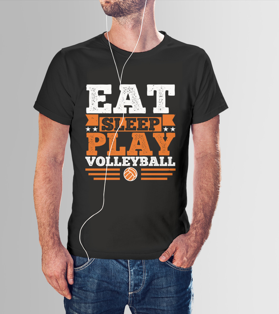 EAT SLEEP PLAY VOLLEYBALL Stars And Volleyball T-Shirt