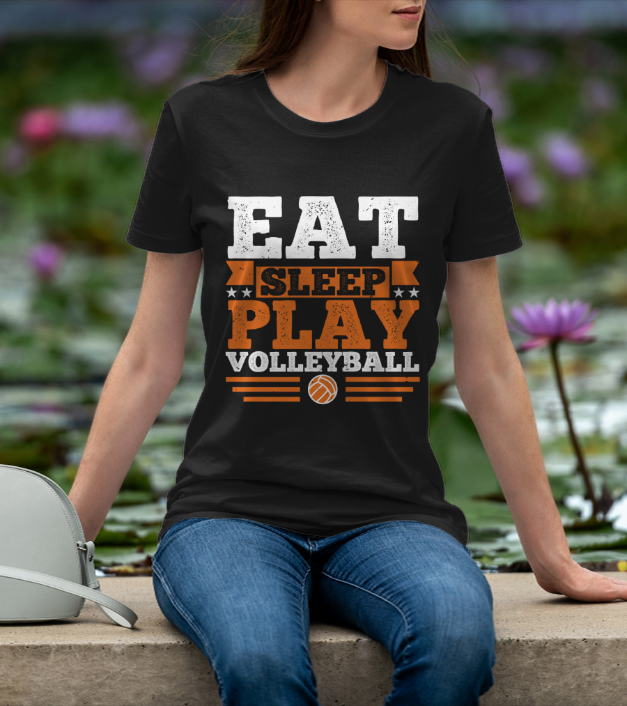 EAT SLEEP PLAY VOLLEYBALL Stars And Volleyball T-Shirt