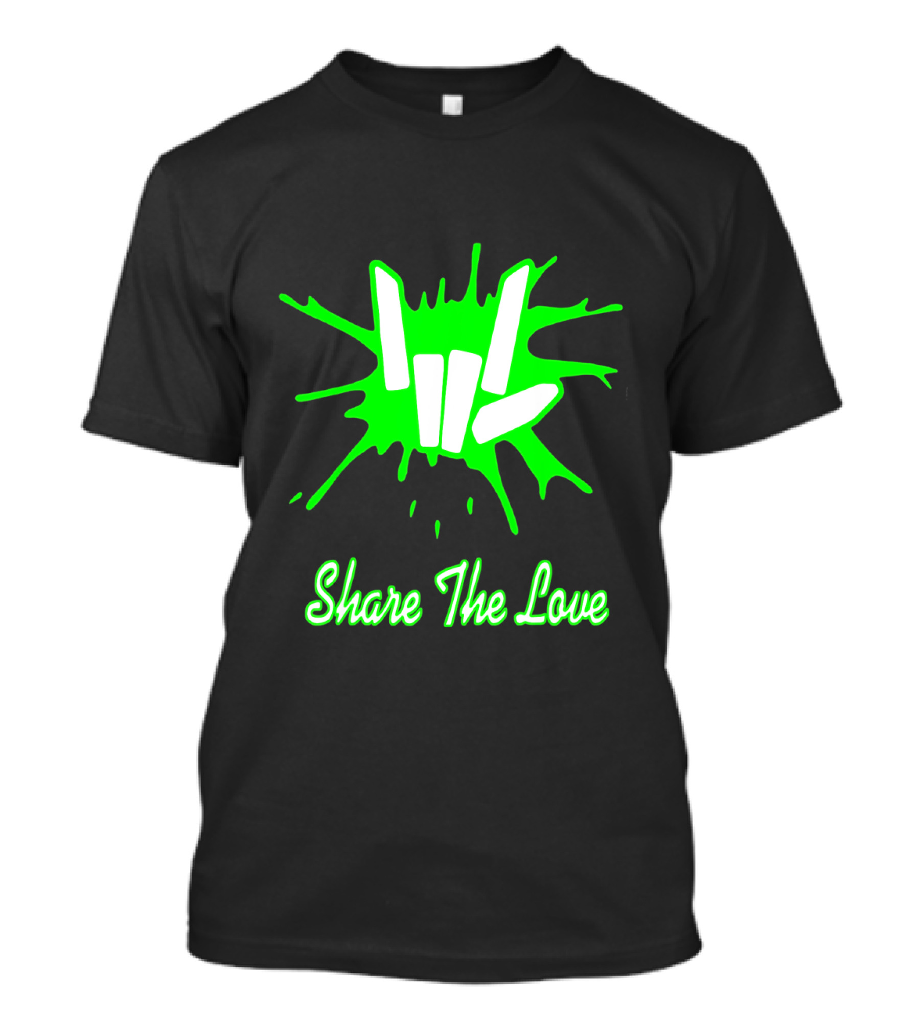 Share The Love Hand Sign Neon Green Splash T-Shirt