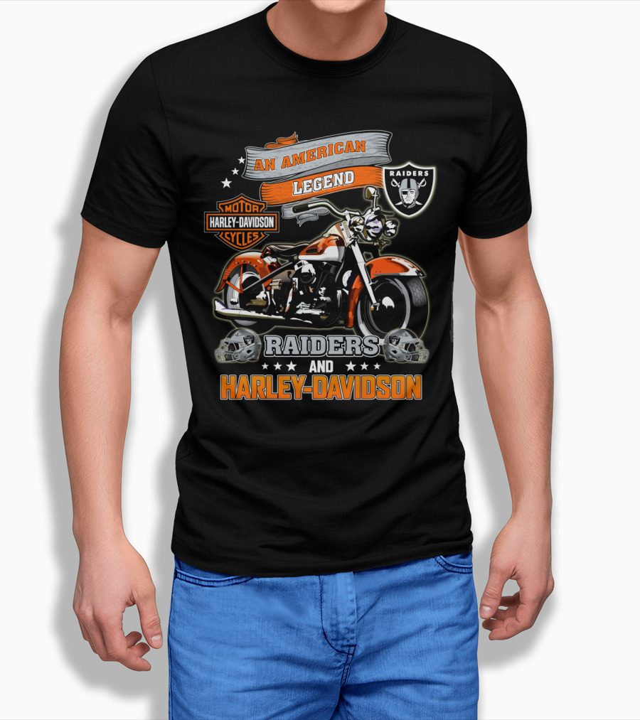 An American Legend Raiders And Harley Davidson T-Shirt
