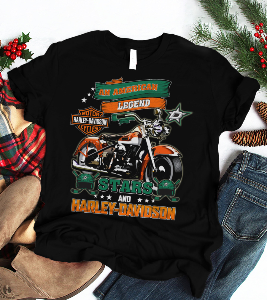 An American Legend Stars And Harley Davidson Motor Cycles T-Shirt