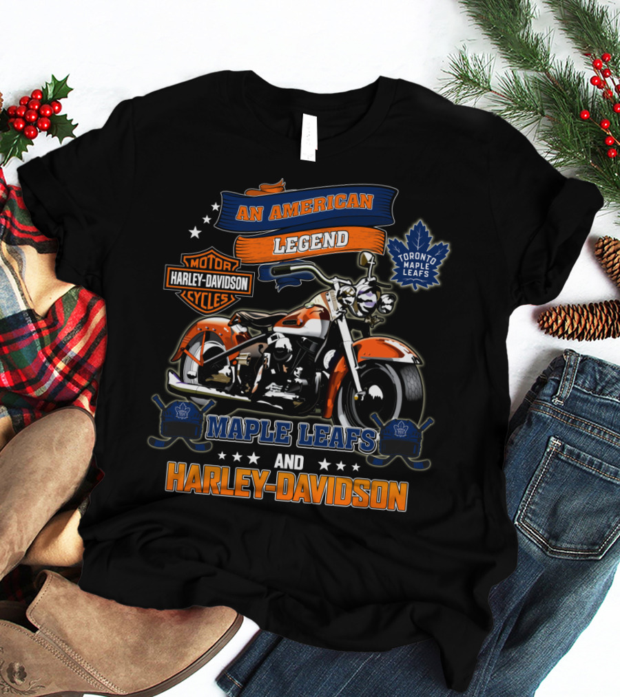 An American Legend Toronto Maple Leafs And Harley Davidson T-Shirt